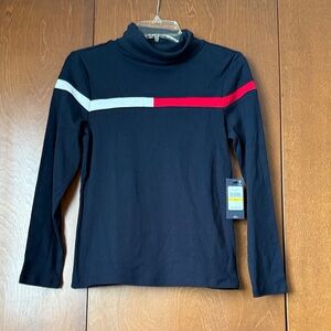 Tommy Hilfinger Navy Long Sleeve Turtleneck w/Red & White Stripe NWT PM $49.50